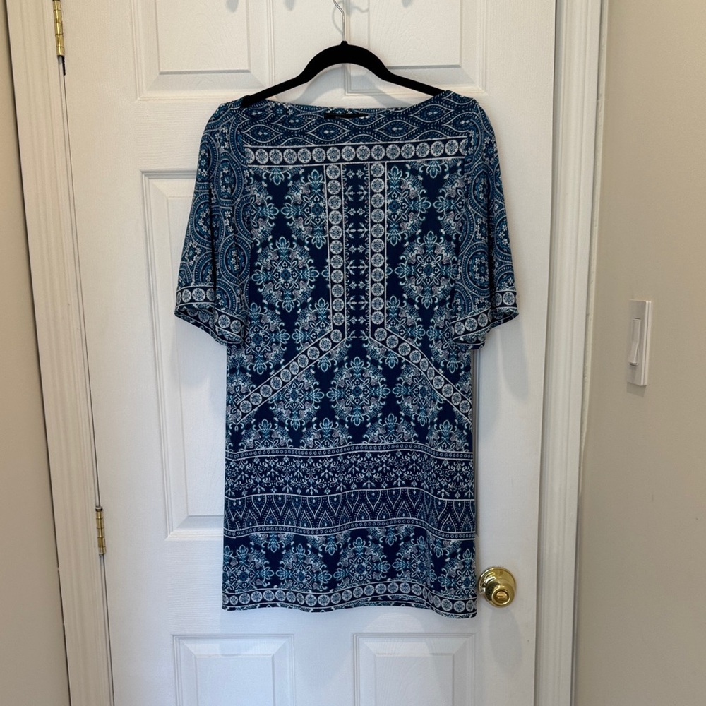 BCBGMaxAzria Blue and White Mini Dress